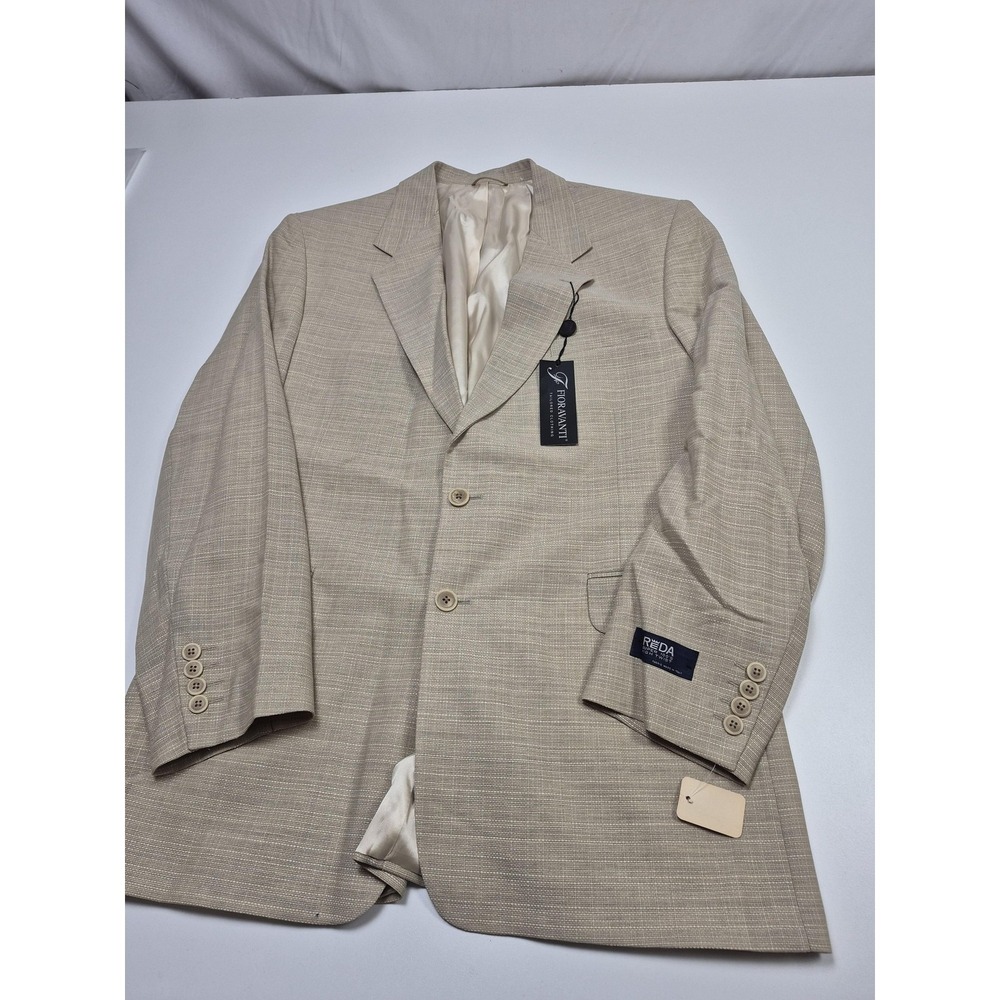 Fioravanti Blazer Mens 44 Long Beige 100% Wool Check Sport Coat Reda USA NWT
